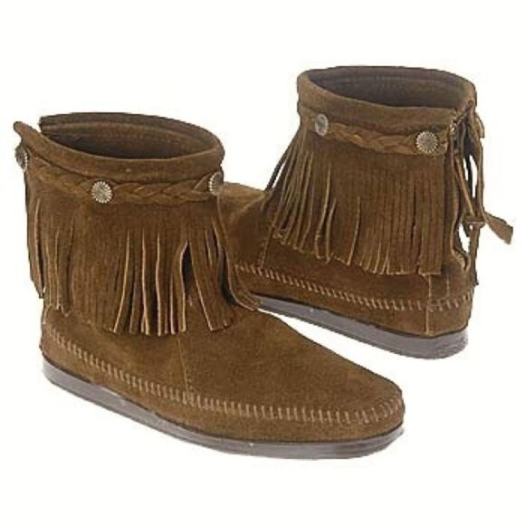 Minnetonka Hi-Top Zip Boot Dark Brown Suede Size 6 A2 - Picture 1 of 9